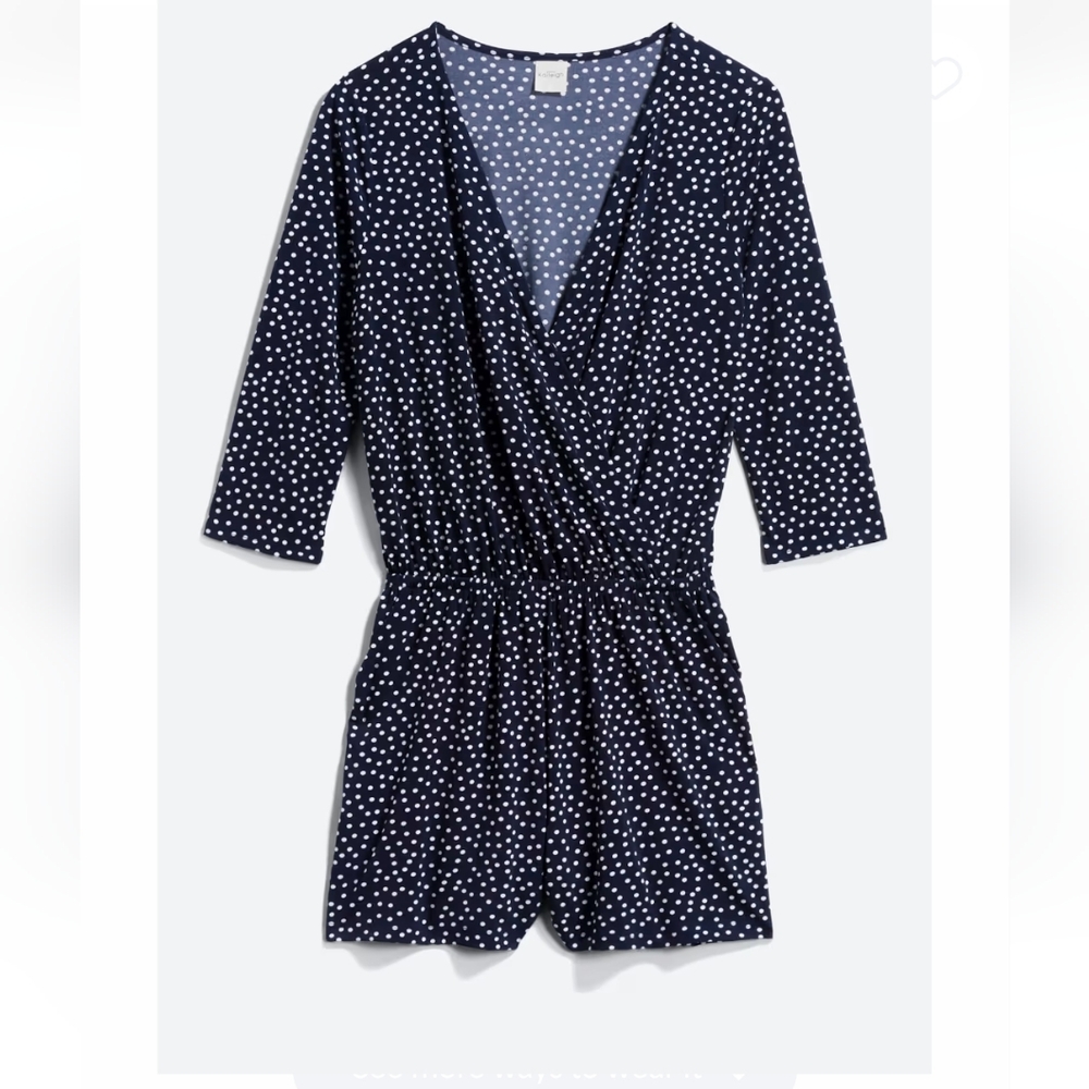 Kaleigh Keeney Knit Romper Navy Blue